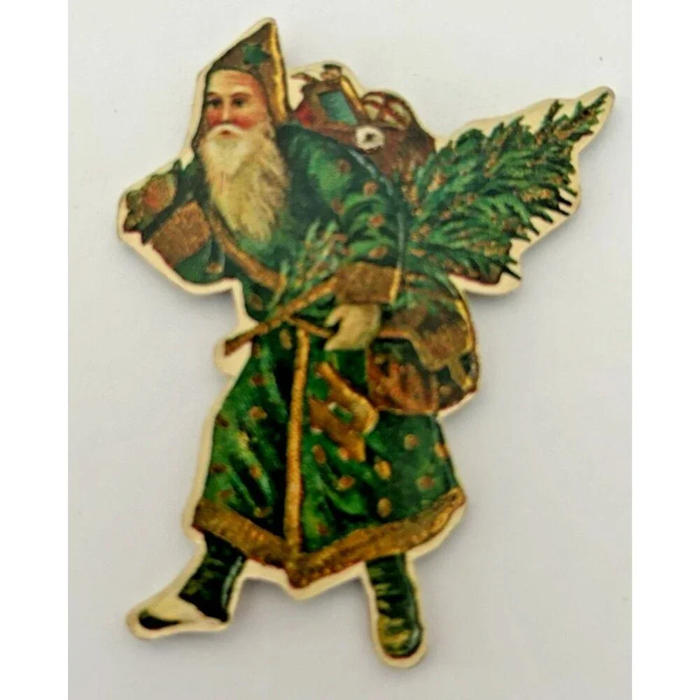 Vtg Merrimack Paperboard Die Cut Christmas Ornaments Lot of 2 1970s Victorian